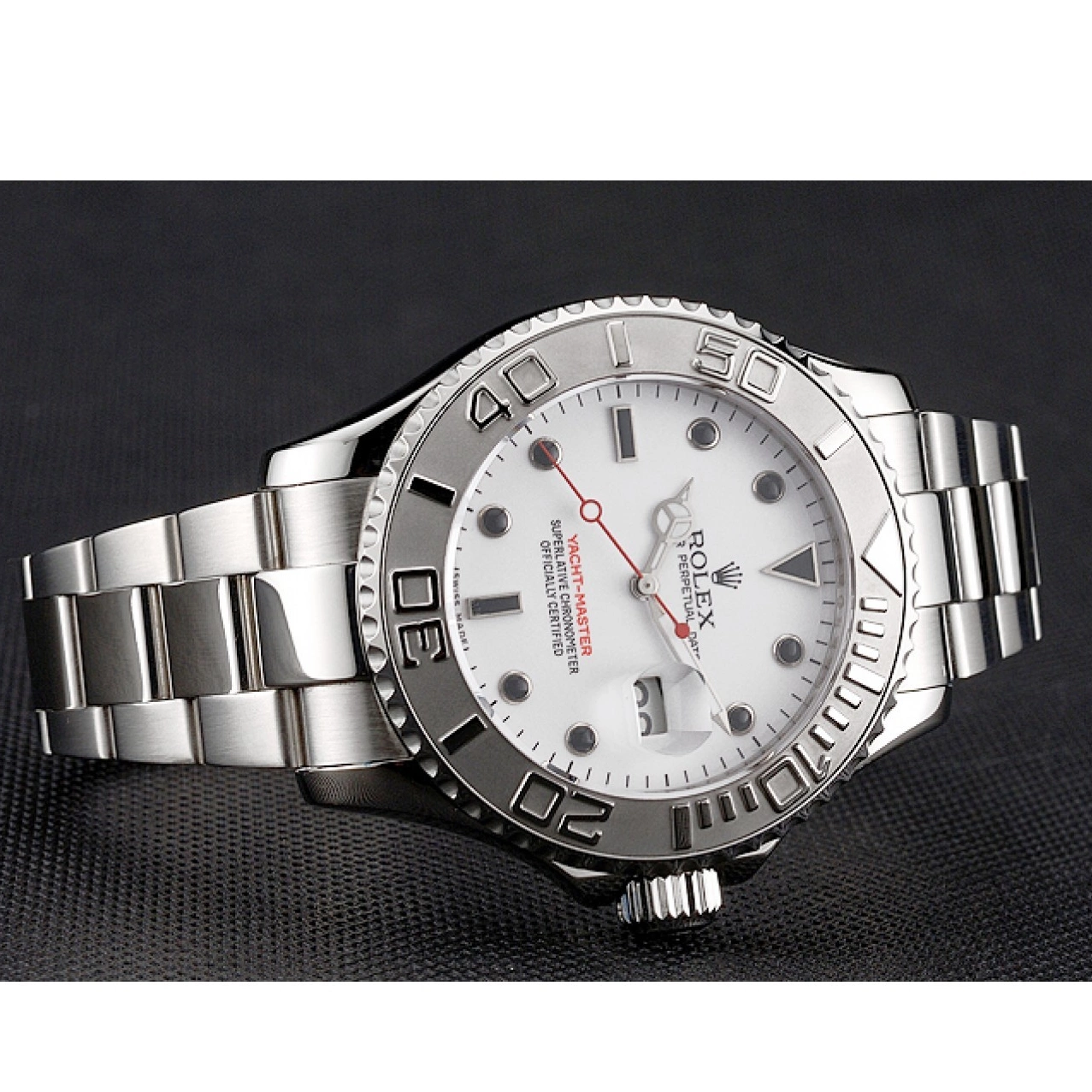 Rolex copies cheap White Dial And Steel Bracelet Stainless Rolex Case Yacht-Master 0709